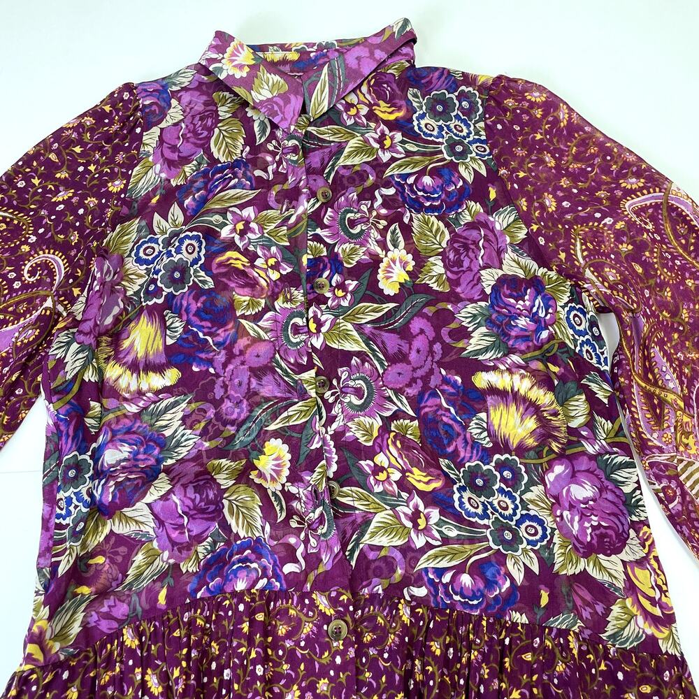Anthropologie Nikole Maxi Shirtdress XS Paisley Floral Boho - Picture 9 of 16